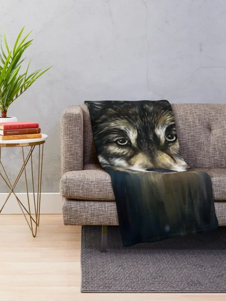 Artistic Wolf Face Throw Blanket Bed Thins Blankets