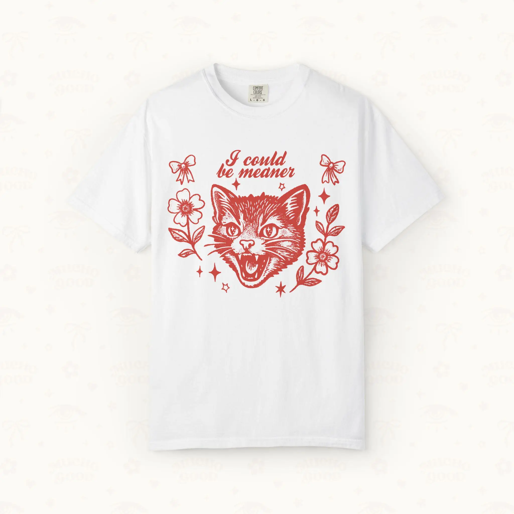 I Could Be Meaner Cat Shirt, Feral Tee, Vintage Tattoo Style Kitten Shirt, Soft Grunge Aesthetic Top