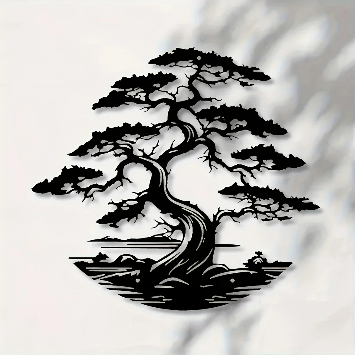 1 Piece of Rustic Metal Wall Decor, Majestic Pine Tree, Sunlight Shining on the Tree Canopy, Iron Art Sculpture for Living Room and Bedroom Decoration