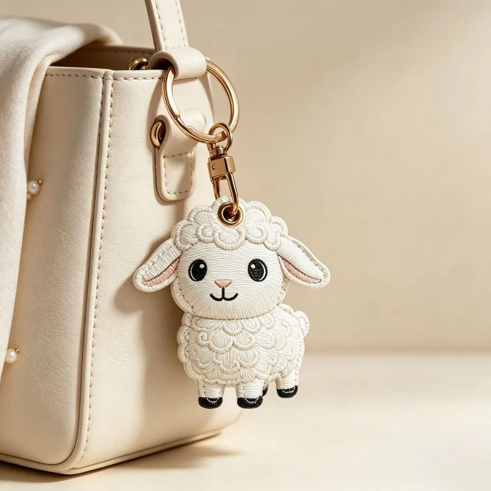 Corgi Husky PU Dog Keychain Sheep Hanging Ornament Puppy Pendant Cat Bear Rabbit Imitation Embroidery Bag Charms Handbag Pendant
