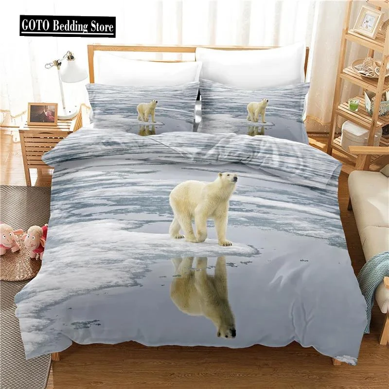 3d Polar Bear Bedding Set King Size Bedroom China Air Express Duvet Cover with Pillowcases Housse De Couette 240x260 Customized