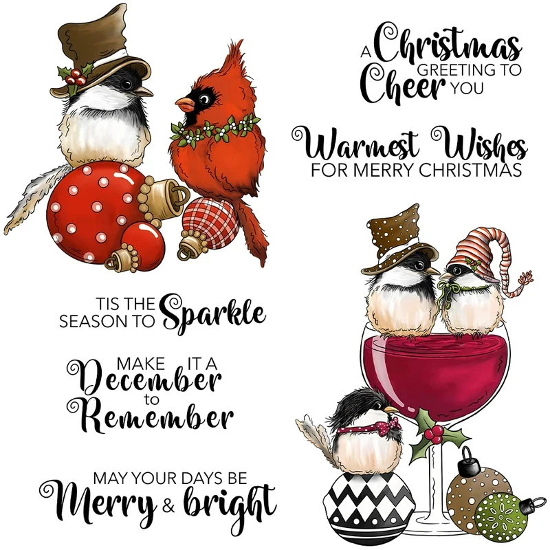 

Cute Christmas Birds Gnome Cutting Dies Clear Stamp Stencil DIY Scrapbooking Metal Dies Silicone Stamp For Card Album