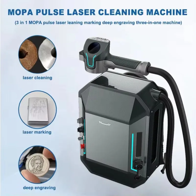 Rechargeable Mini Backpack Portable MOPA Pulse Cleaner Cleaning Rust  Cleaner Machine with Handheld Tablet