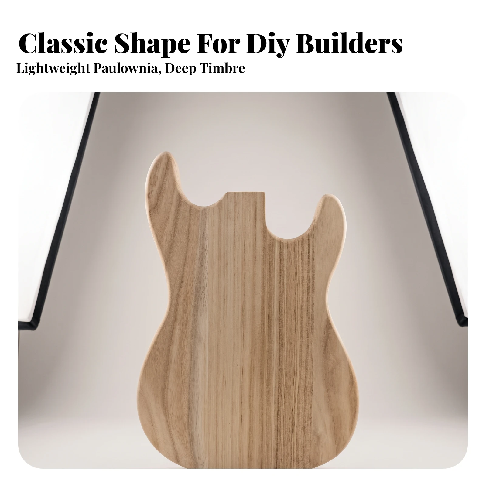Electric Guitar Body Blank Paintable Paulownia Wood Guitar Body Polished Customizable for Luthiers, Luthiery Projects
