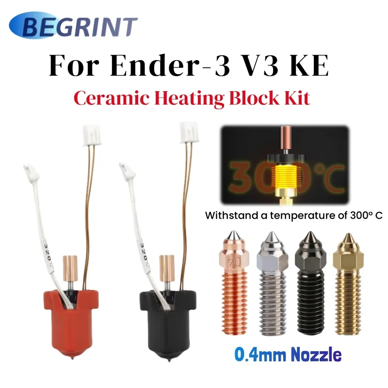 

For Creality Ender 3 V3 KE Ceramic Hotend Kit 300°C Heating Block Nozzle High Speed Extruder Silicone Cover for Ender3 V3 Ke