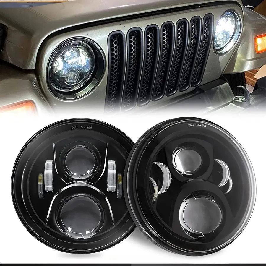 

1 пара ходовых огней 7-дюймовые светодиодные фары H4 Hi-Lo для Lada 4x4 Urban Niva Jeep Wrangler TJ JK LJ CJ Land Rover Defender Hummer