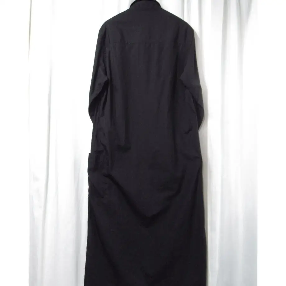 TOP-YAMAMOTO ® Japanese dark style black long-sleeved shirt dress, neutral casual commuting style