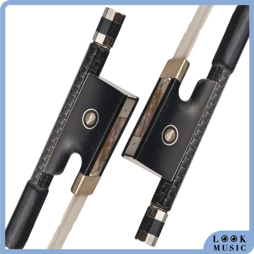 

LOOK 2 Pcs Violin Bow 4/4 Full Size Carbon Fiber Violin Bow For 4/4 Violin W/ Silver Braided Ebony Frog Eye Violin Accessories