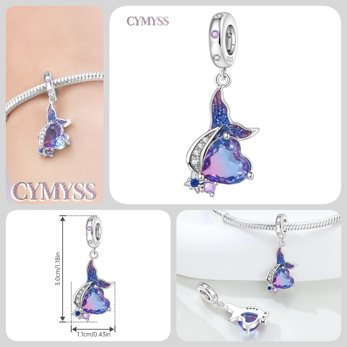 Blauer Charm, 925er Sterlingsilber, Ozeanperlen, Betta-Fisch-Anhänger, Geburtstagsfeier, Geschenk für Frauen, Armband, Halskette, DIY-Perlen, Schmuck – Detail 22