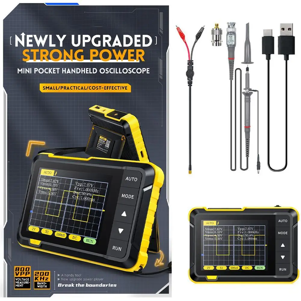 

Профессиональный ручной цифровой осциллограф, портативный перезаряжаемый осциллограф с частотой дискретизации 2,5 Мвыб/с, инструмент для тестирования 200 кГц