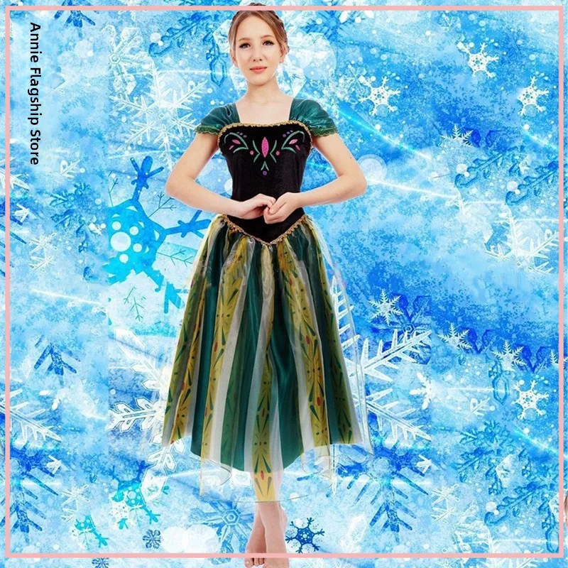 

loween Anna Princ Dr Cosplay Ice Queen Elsa Coronation Adult Festival Ceremony Dr Polyester Fiber 00% Women's Co...