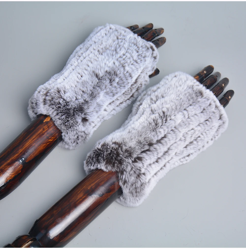 Lady Winter 100% Natural Real Rex Rabbit Fur Glove Women Soft Rex Rabbit Fur Glove Foashion Warm Knitted Genuine Fur Gloves