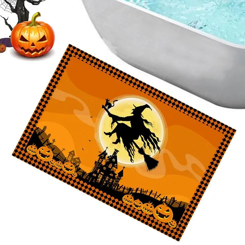 Scary Halloween Door Mat Outdoor Rug Bat Broom Doormat Pumpkin Gnome Witch Rugs Farmhouse Home Kitchen Decor Floor Door Mats