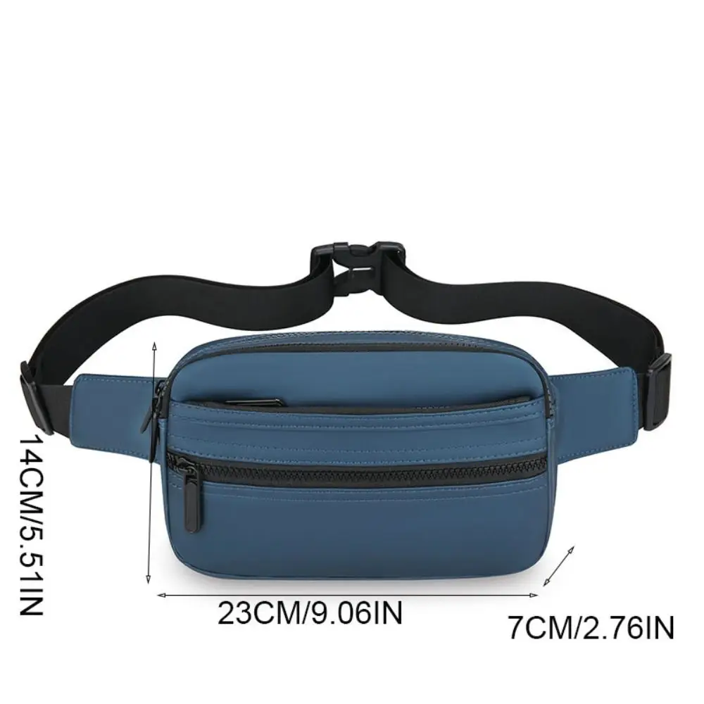 Portable PU Men's Waist Bag Lightweight Adjustable Crossbdoy Chest Bag Multilayer Multifunctional Running Pouch Belt Gym
