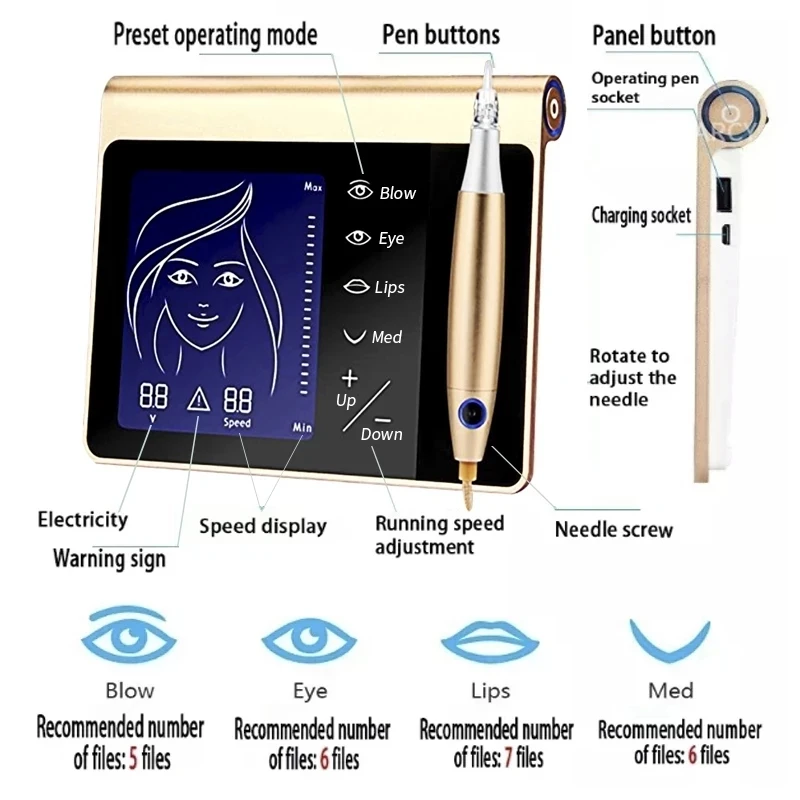 Permanent Makeup Machine Touch Screen Digital Pen for Permanent Makeup Eyebrow Lip Microblading Micro-pigmentation Tattoo Gun