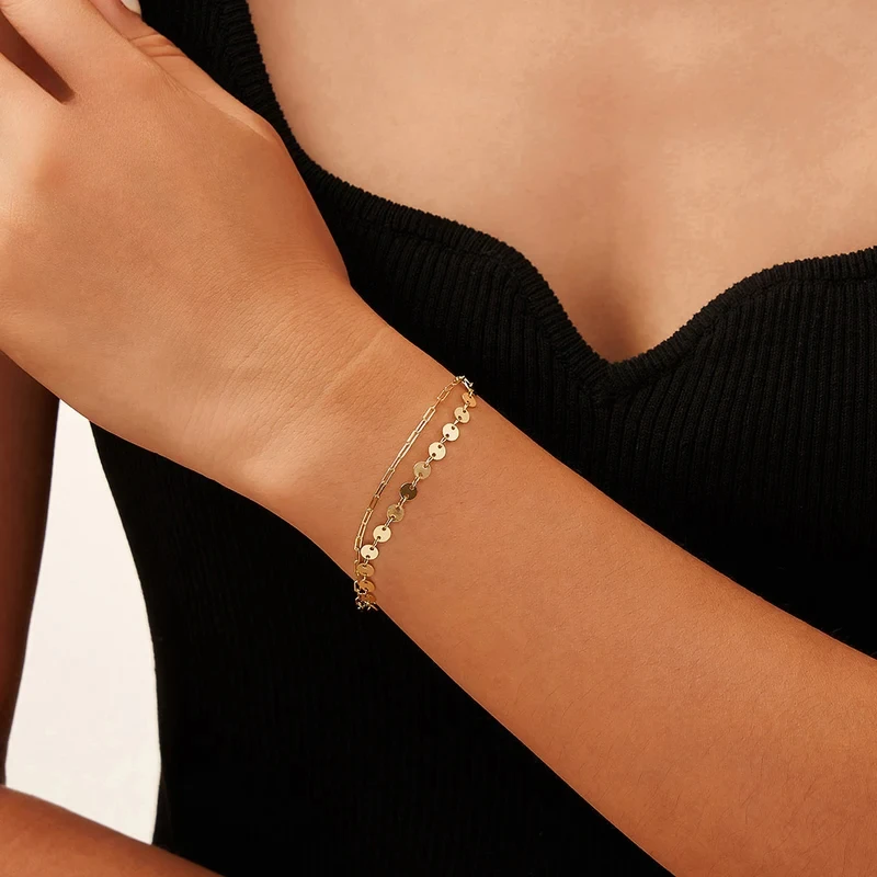 

Shiny Gold-Plated Bracelet Women Punk Style 925 Sterling Silver Chain Bracelet Classic Design Daily Wear Jewelry SB199