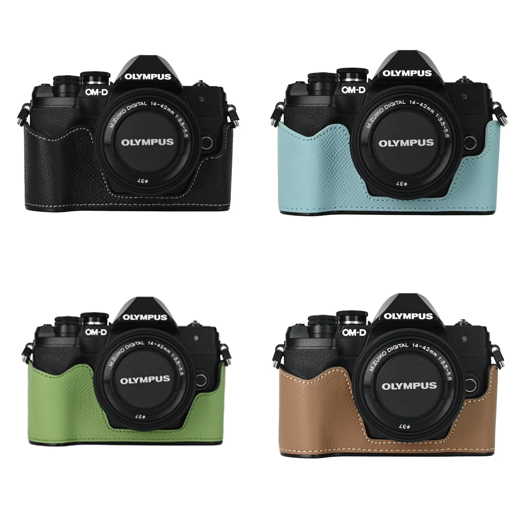 

Handmade Genuine Leather Half Camera Case with Alloy Base Plate for Olympus EM10IV EM10 IV Bottom Opening Version