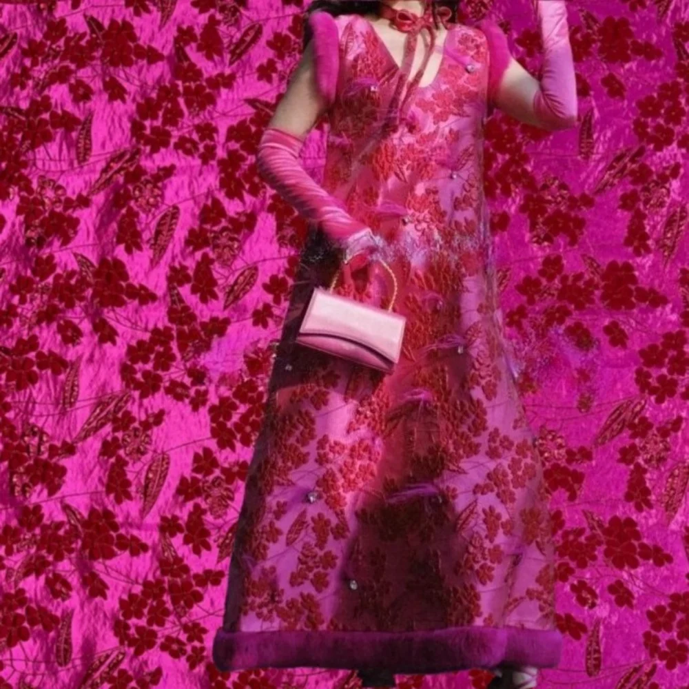 

Окрашенная в пряжу жаккардовая ткань для одежды для шитья своими руками, парчовая ткань для юбки, полиэстер, нейлоновый материал, ткань на метр