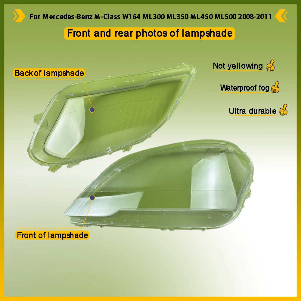 Car Front Transparent Glass shell Headlight Shell Cover Lens For Mercedes-Benz M-Class W164 ML300 ML350 ML450 ML500 2008 - 2011