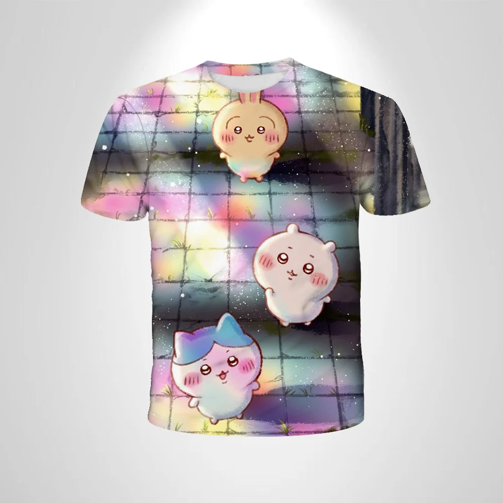 

Летняя дышащая футболка большого размера Chiikawa, милая 3D футболка для девочек, женская одежда, детская футболка в стиле аниме, топы для девочек, повседневные топы с короткими рукавами