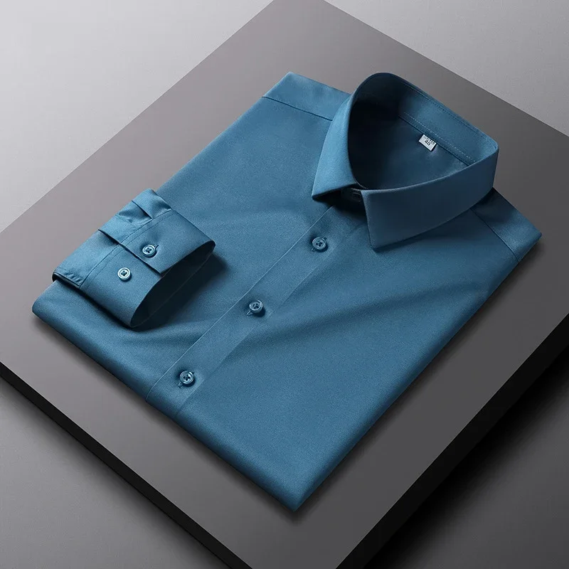 

Men's Casual and Fashionable Long Sleeved Solid Color Shirt Non Ironing and Wrinkle Resistant Business Top