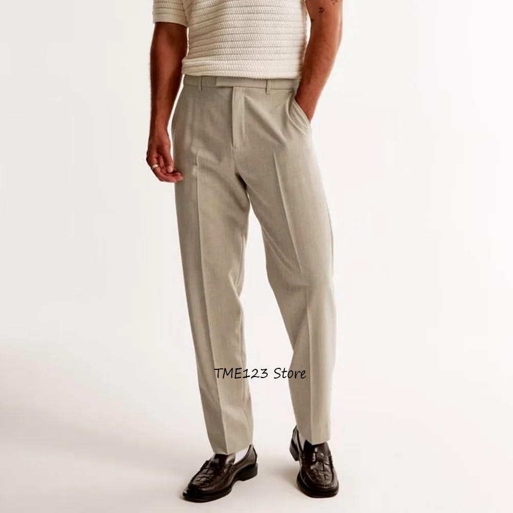 

Повседневные брюки, мужские брюки для мужчин, прямые брюки, приталенный крой, однотонный полиэстер, рабочая пошив, классическая одежда