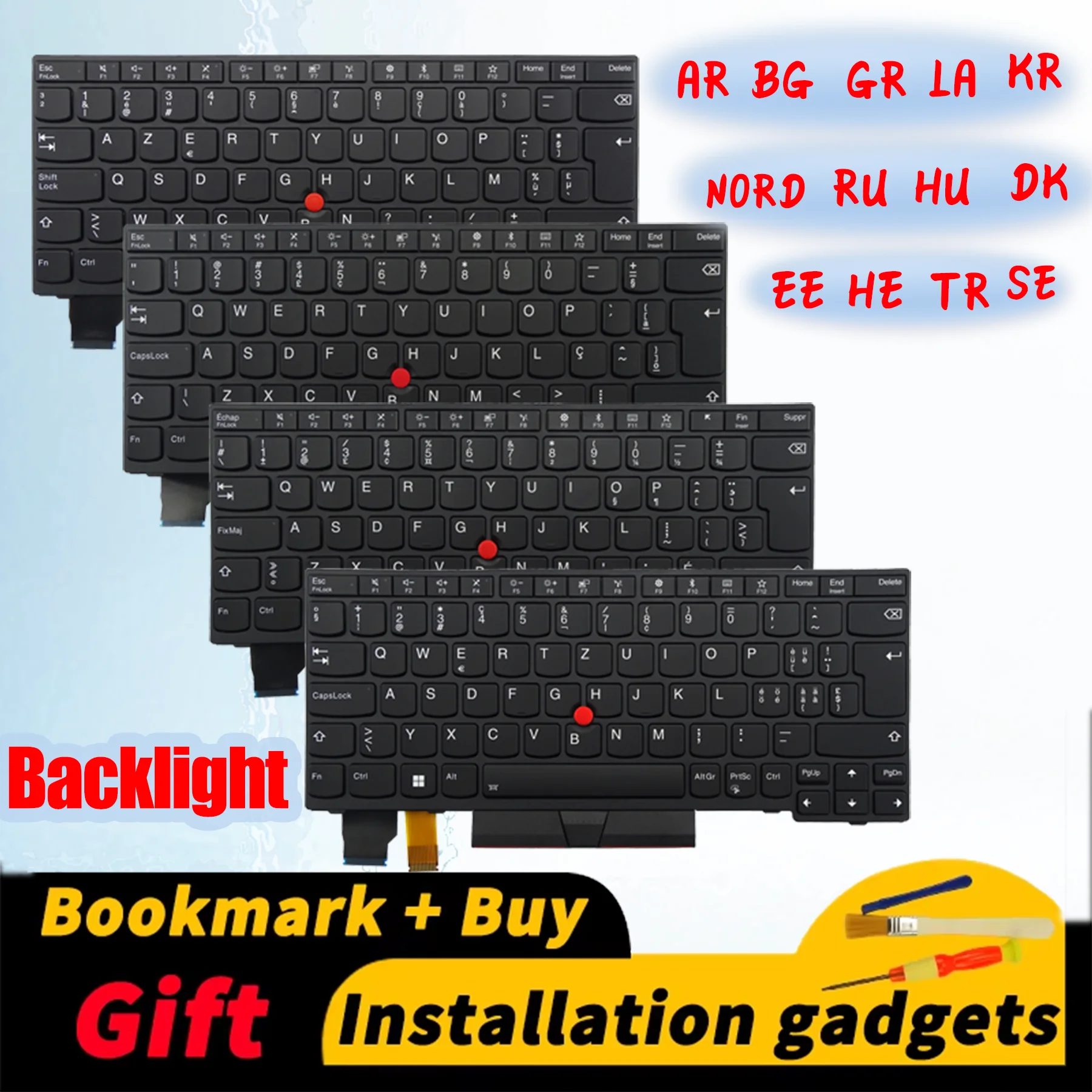 

Suitable for Lenovo ThinkPad X280/A285/X390/X395/L13 Gen1 backlit keyboard BG DK EE GR HE HU KR LA NORD AR RU SE TR