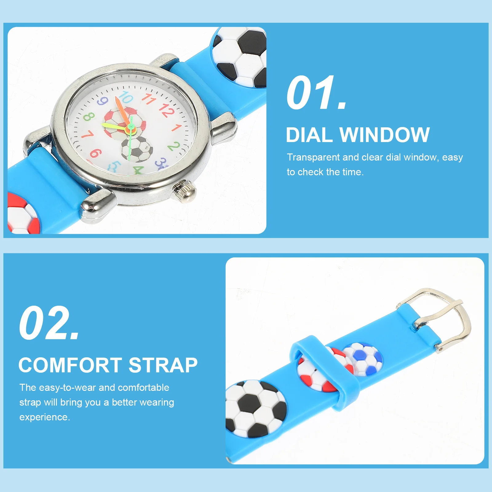 

Soccer Ball Sports Watch Cartoon Style Durable Easy Learning Time Birthday Gift Watch