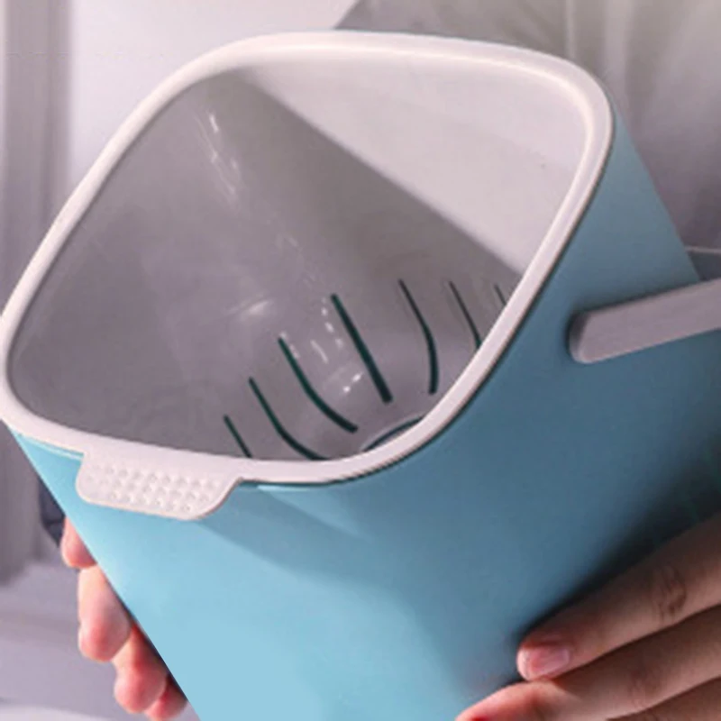 

A95U Plastic Kitchen Food Waste Trash Can Compost with Drainer Rubbish Container Organizer Accessories Tools-Dark Gray