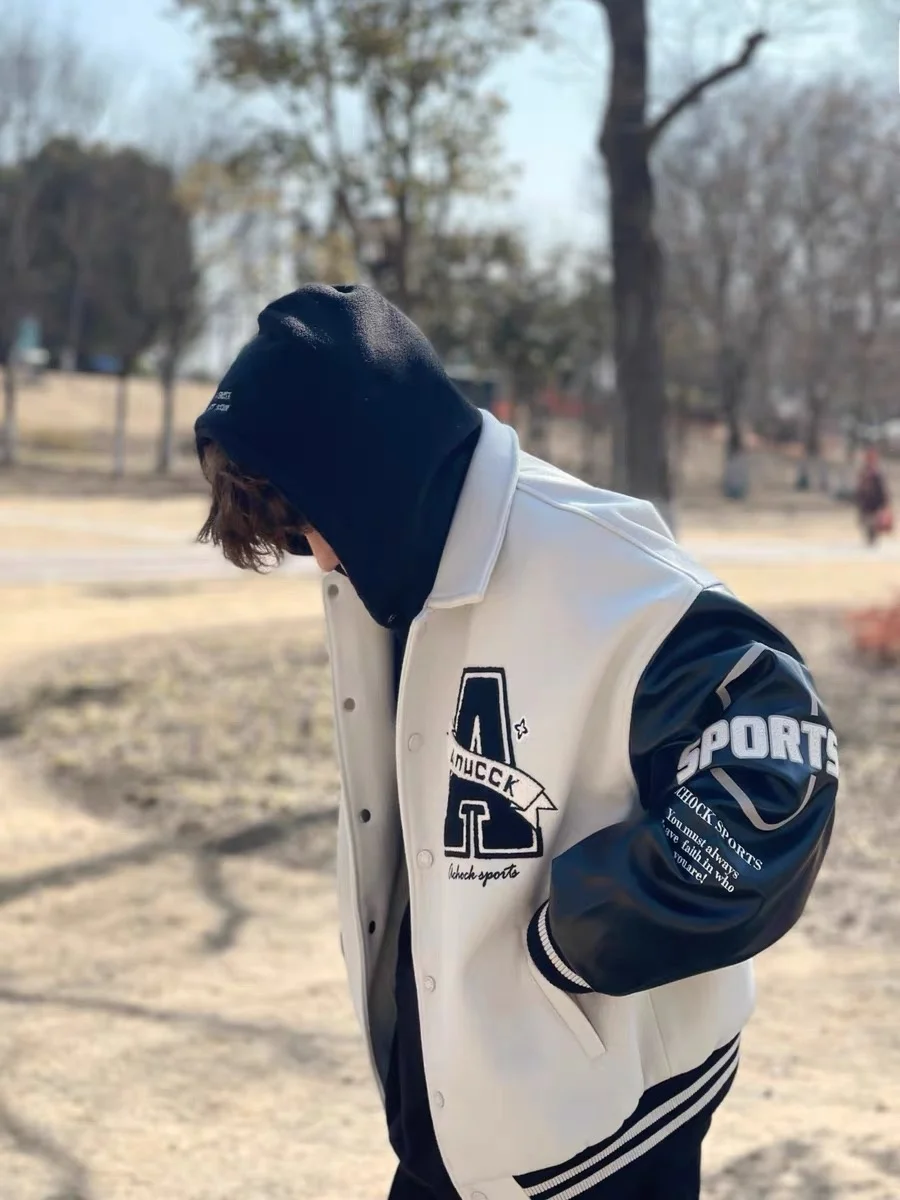 

Retro American Letter Embroidery Baseball Jaet Men's Spring Autumn Winter New Trendy High Street Jaet Coat for Teens
