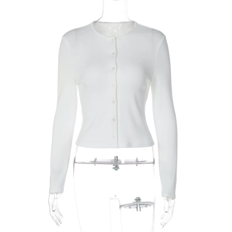 Taruxy fino tripulação pescoço de malha cardigan feminino cintura alta curto lazer botão mangas compridas quente pintinho casaco de malha outono novo