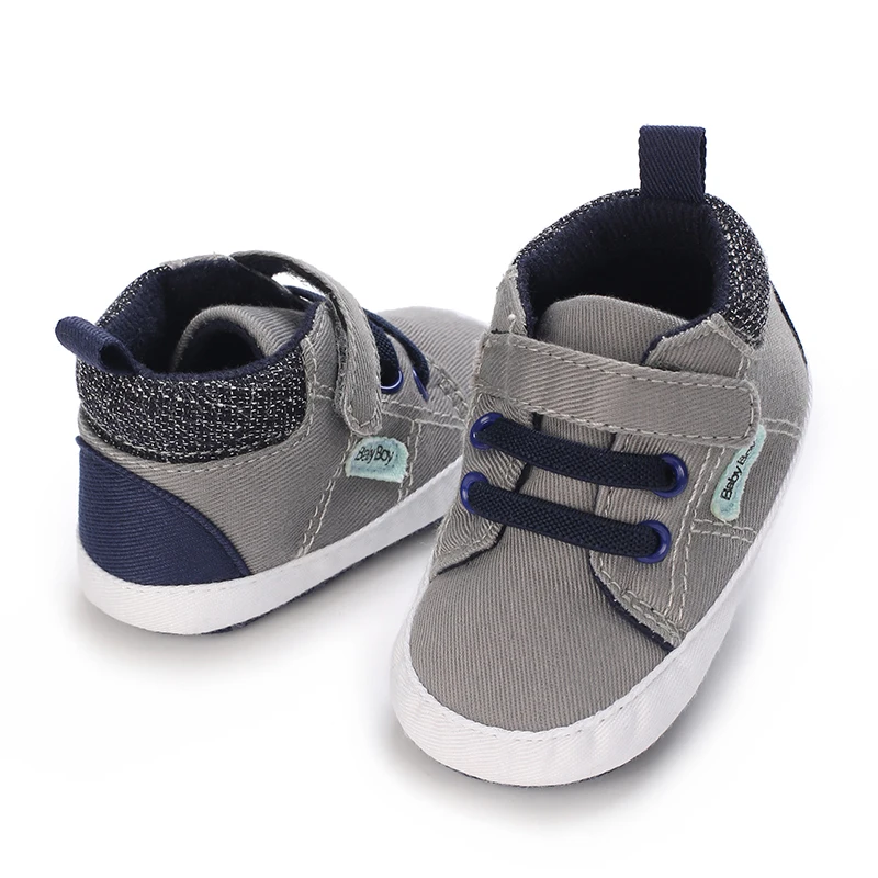 Baby Boy Shoes Canvas High Top Casual Soft Sole Newborn Sport Walking 0-18 Months