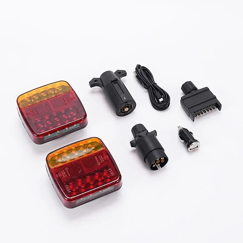 Wireless Magnetic LED Truck Trailer Tail Light Signal Warning Brake Lamp Rear Taillight For Caravan RV Camper Lorry Tractors