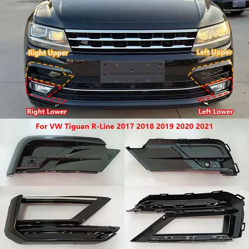 

Car Front Bumper For VW Tiguan R-Line 2017 2018 2019 2020 2021 Fog Lamp Molding Bezel Upper Lower Fog Lamp Bezel
