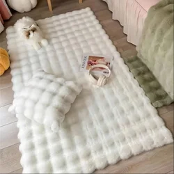 Rabbit Fur Area Rug–Soft Thick Non-Slip Waterproof Machine-Washable for Living Room and Bedroom Decor