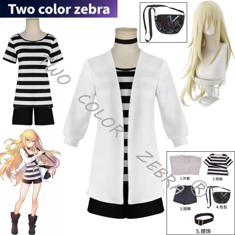 

Anime Angels of Death Rachel Gardner Cosplay Costume Wig Coat T-shirt Shorts Full Sets Clothes Props Neckbelt Bag Suits