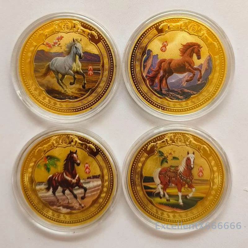

"Year of the Horse 2026 Chinese Commemorative Coins; Fine Metal Horse Collection for Luck; Great New Year's Souvenir Present