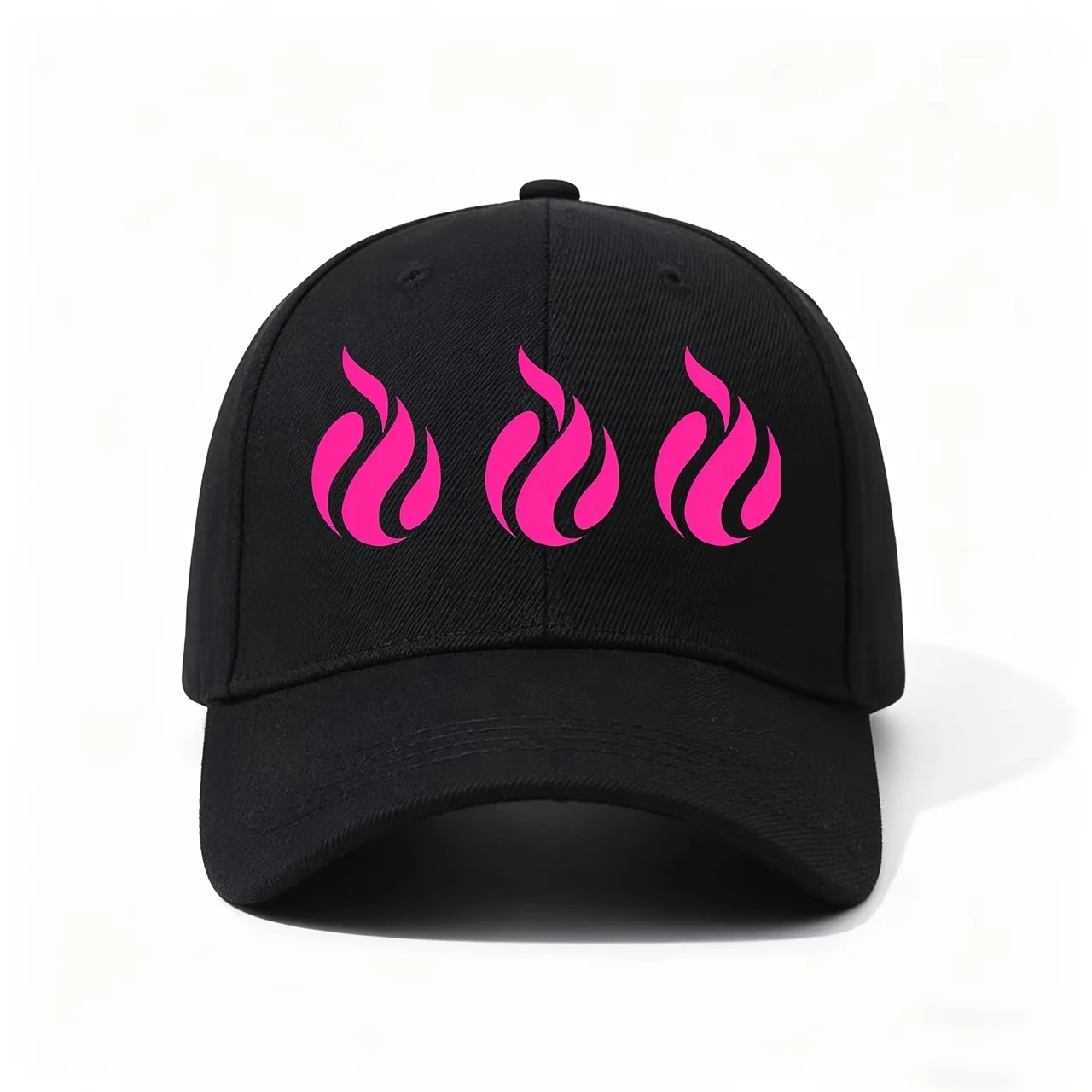 Vibrant Pink Flame Design Baseball Cap, Ideal for Daily Outings, Outdoor Hiking, Beach Vacations, Campus Commuting, Sports and F