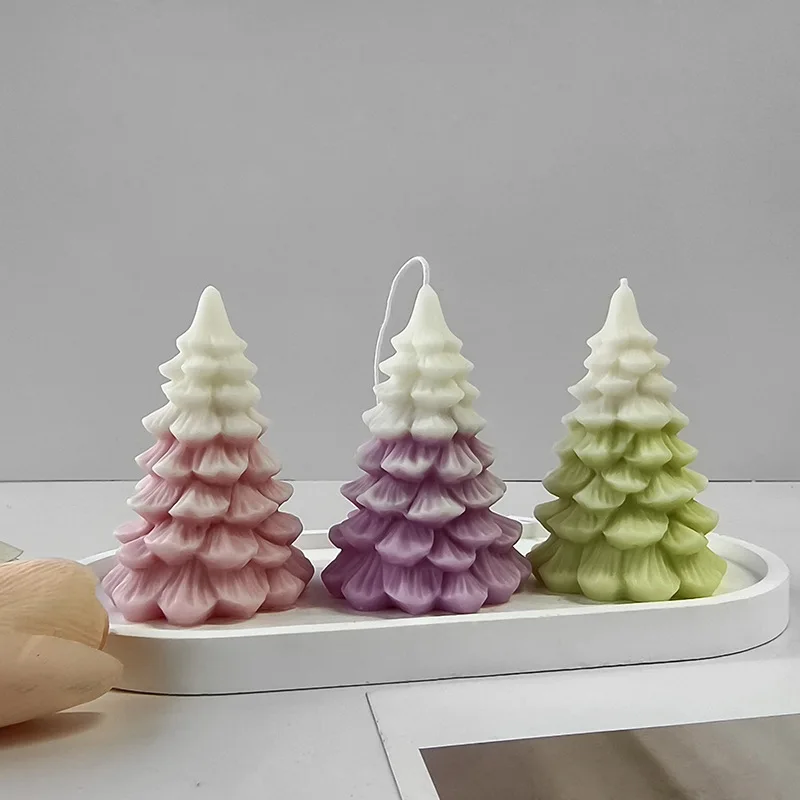 3D Christmas Tree Silicone Mold DIY Aroma Candle Plaster Ornament Molds Handmade Soap Candle Making Supplies