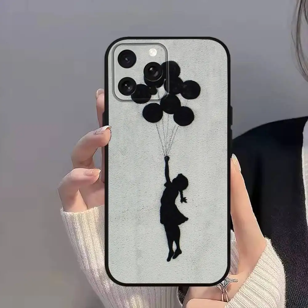 Art G-Graffiti BanksyS Phone Case For iPhone 11,15,16,14,13,17,12,Pro,SE4,Plus,E,Max,Air,Mini Black Cover
