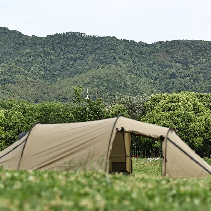 Customized outdoor camping tunnel tent canopy 2-in-1 portable waterproof and windproof four-season polyester double-layer park
