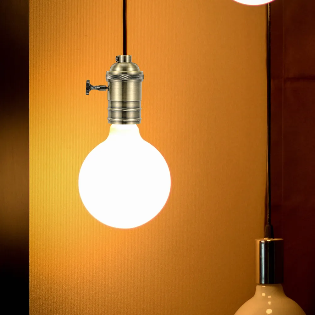 

2Pcs Vintage Style E27 Lamp Sockets Die Casting Retro Hanging Light Holder on Off Knob Switch Lamp Socket Replacement