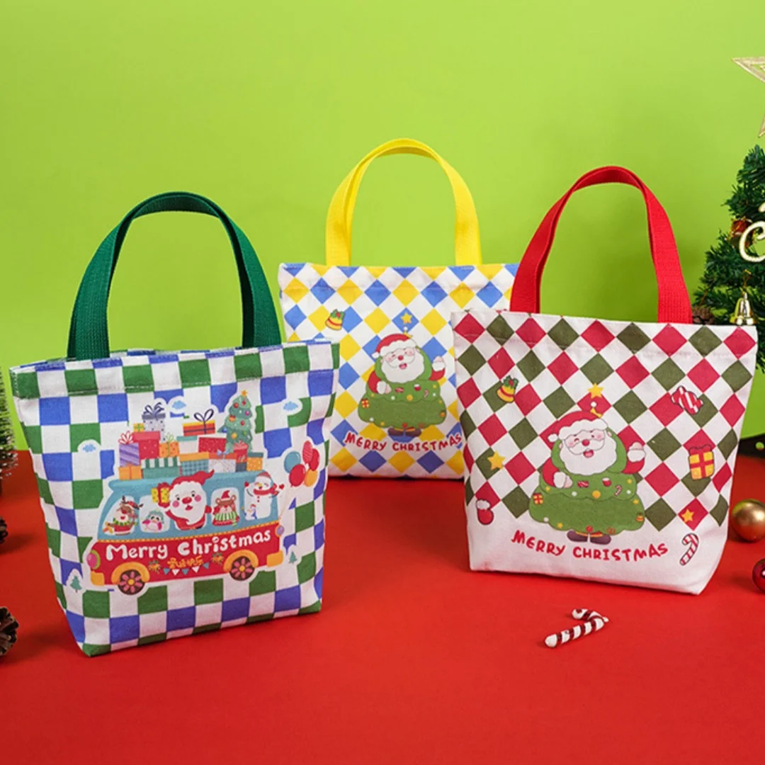 

Canvas Shopping Bag High Quality Santa Claus Tote Holiday Handbag Large Capacity Cartoon Gift Holder For Candy Containers Gift