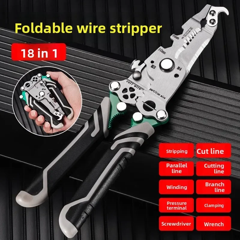 

NEW Multifunctional Foldable Wire Stripping Pliers 18-in-1 Pliers for Industrial Electricians Alloy Steel