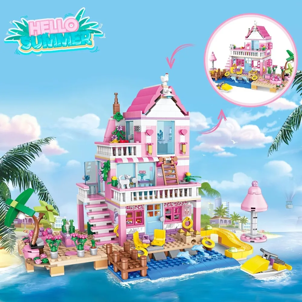 822-teiliges Villa-Bauset – Kreatives Baumodell, interaktives 3D-Modellbausatz, entfesseln Sie Ihre Fantasie, perfekt als Geschenk.
