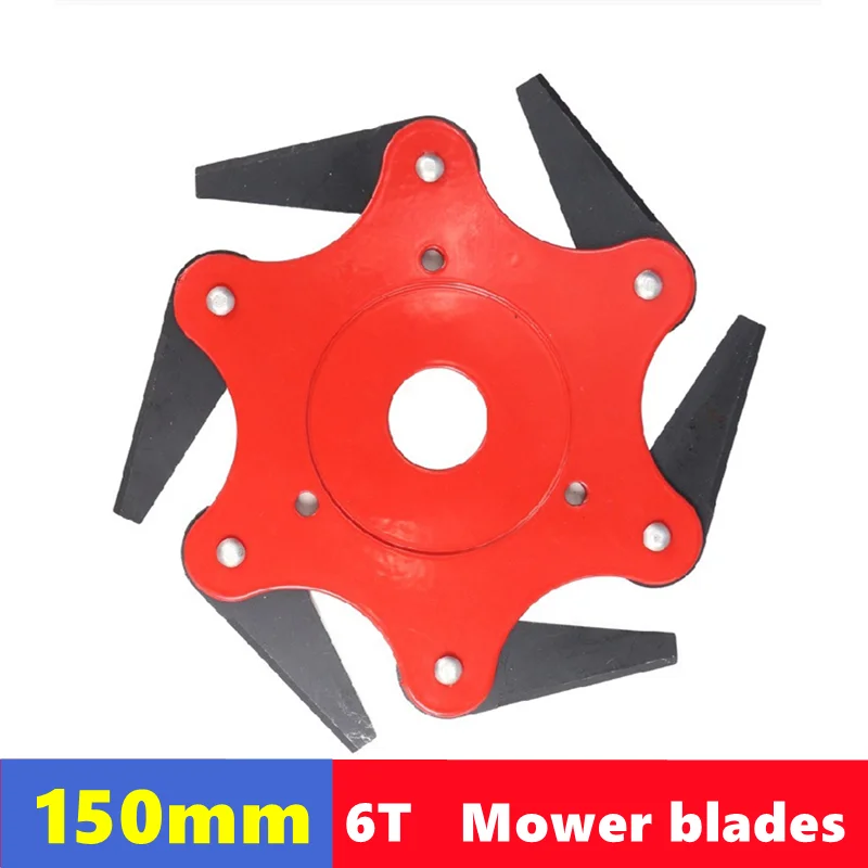 150mm lawn mower blade aperture 25.4mm, 6-tooth lawn mower cutting board accessory garden weeding blade