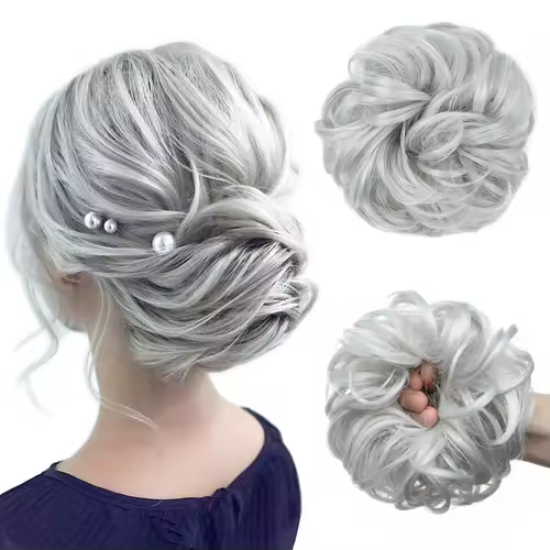 Synthetic Messy Hair Bun Extensions Big Curly Elastic Hair Scrunchies Hairpieces Chignon Donut Updo Hair Pieces for Women - Image 15