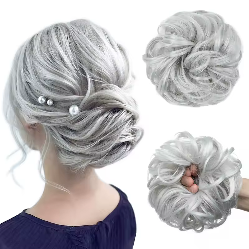 Synthetic Messy Hair Bun Extensions Big Curly Elastic Hair Scrunchies Hairpieces Chignon Donut Updo Hair Pieces for Women - Image 15