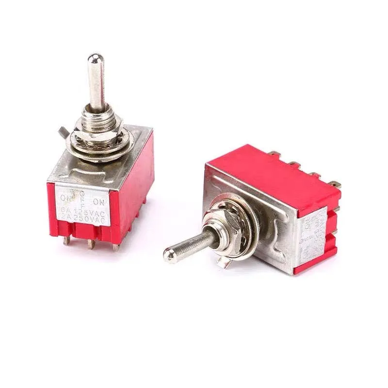 MTS-302 Toggle Switch 6A 125VAC Mini 6mm 9pin 12pin MTS-402 MTS-403 ON OFF SPDT Miniature Toggle Switch Red