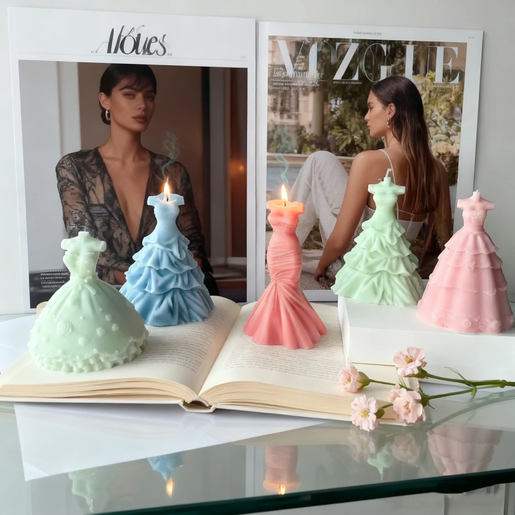 

3D Wedding Dress Candle Mold Bridal Gown Silicone Mold DIY Aromatherapy Scented Wax Plaster Resin Craft Home Decor Gift